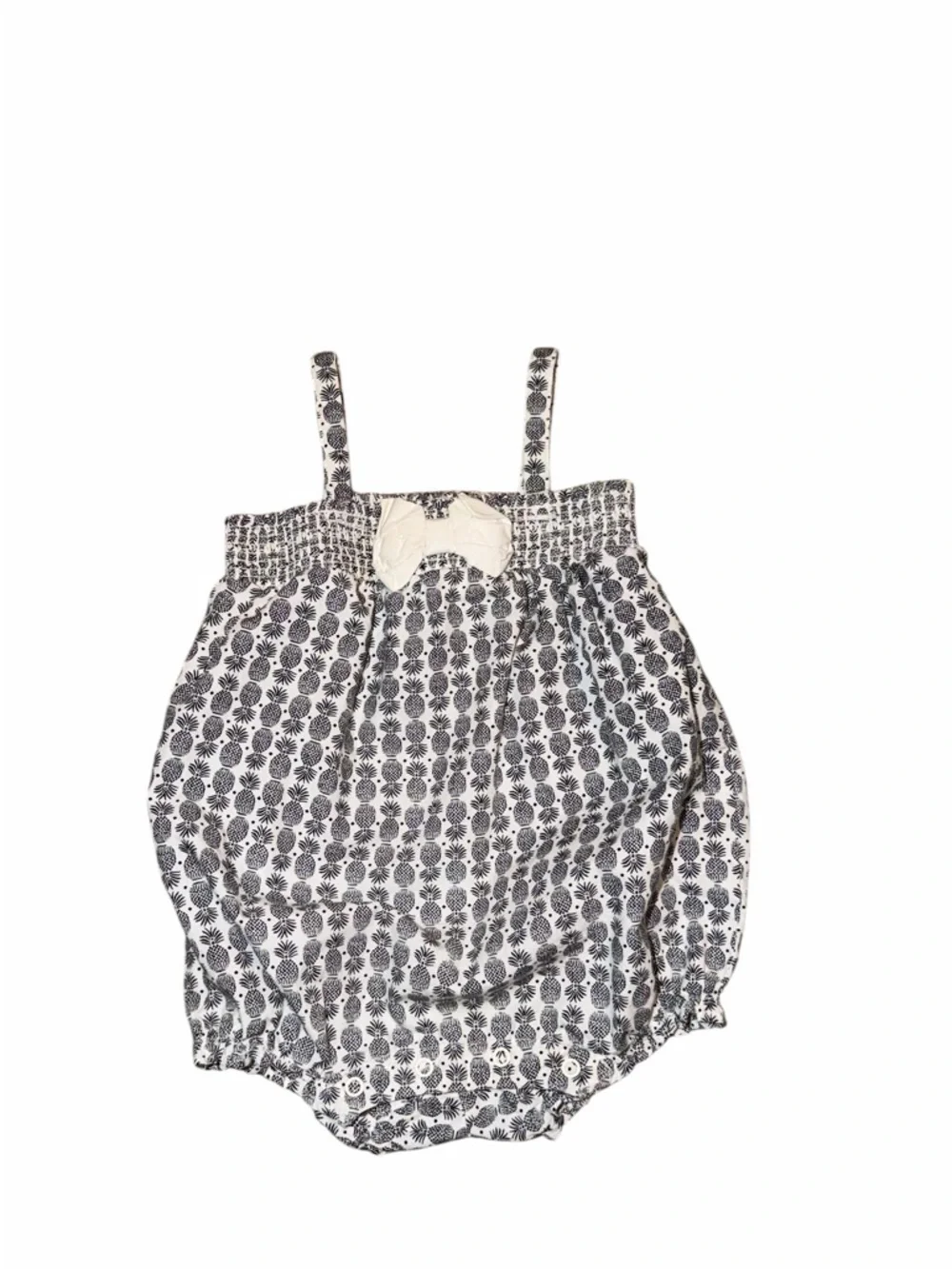 Janie and Jack Black & White Pineapple Print Bubble Romper - Size 6-12 Mo Girls